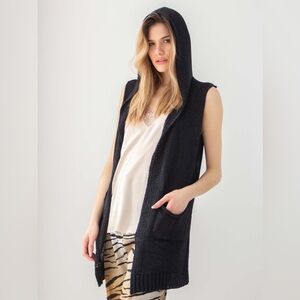 BENEDETTA B. | Cashmere Marino Wool Blend Long Hooded Open Vest